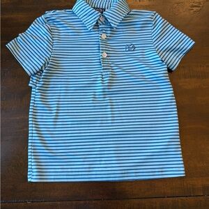 Light Blue Striped Polo Shirt for Kids - Short Sleeve